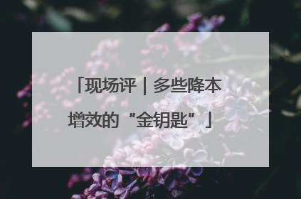 现场评｜多些降本增效的“金钥匙”