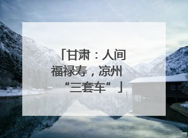 甘肃：人间福禄寿，凉州“三套车”