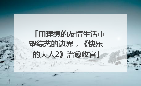 用理想的友情生活重塑综艺的边界，《快乐的大人2》治愈收官