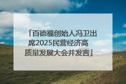 百德福创始人冯卫出席2025民营经济高质量发展大会并发言