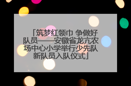 筑梦红领巾 争做好队员——安徽省龙亢农场中心小学举行少先队新队员入队仪式