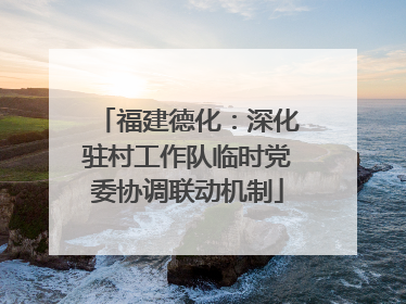 福建德化：深化驻村工作队临时党委协调联动机制