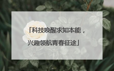 科技唤醒求知本能，兴趣领航青春征途
