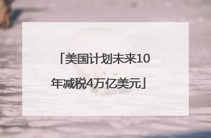 美国计划未来10年减税4万亿美元