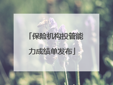 保险机构投管能力成绩单发布