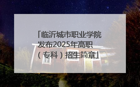 临沂城市职业学院发布2025年高职（专科）招生简章
