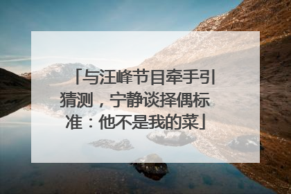 与汪峰节目牵手引猜测，宁静谈择偶标准：他不是我的菜