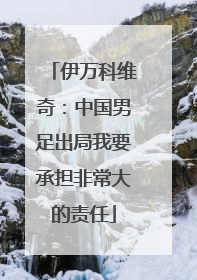 伊万科维奇：中国男足出局我要承担非常大的责任