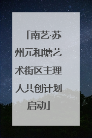 南艺·苏州元和塘艺术街区主理人共创计划启动