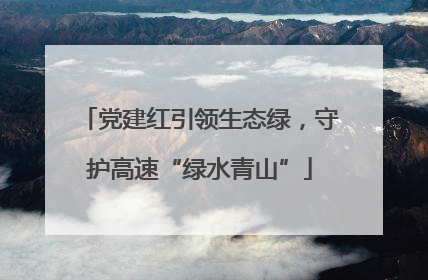 党建红引领生态绿，守护高速“绿水青山”