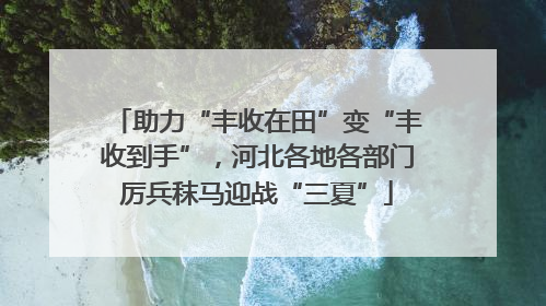 助力“丰收在田”变“丰收到手”，河北各地各部门厉兵秣马迎战“三夏”