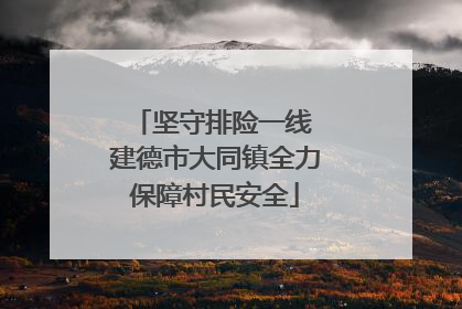 坚守排险一线 建德市大同镇全力保障村民安全