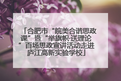 合肥市“皖美合谐思政课”暨“举旗帜·送理论”百场思政宣讲活动走进庐江高新实验学校