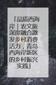 品质西海岸｜农文旅深度融合激发乡村消费活力，青岛西海岸新区的乡村振兴实践
