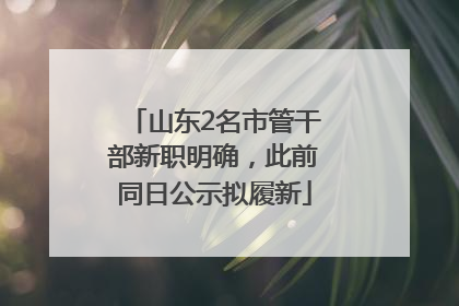 山东2名市管干部新职明确，此前同日公示拟履新