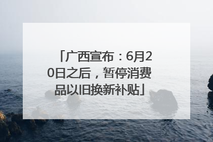 广西宣布：6月20日之后，暂停消费品以旧换新补贴