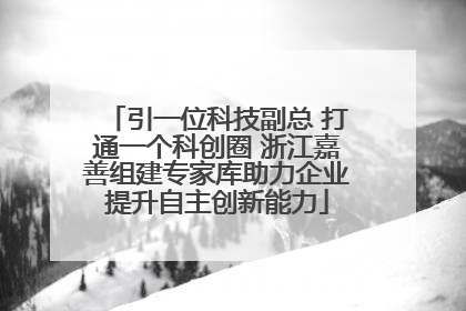 引一位科技副总 打通一个科创圈 浙江嘉善组建专家库助力企业提升自主创新能力