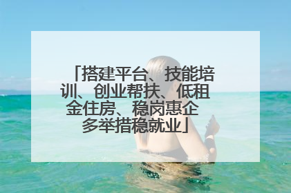 搭建平台、技能培训、创业帮扶、低租金住房、稳岗惠企 多举措稳就业