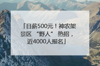 日薪500元！神农架景区 “野人” 热招，近4000人报名