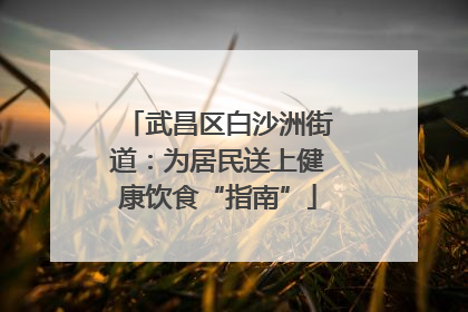 武昌区白沙洲街道：为居民送上健康饮食“指南”