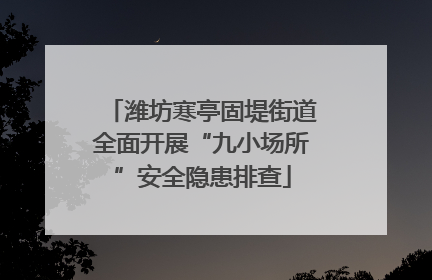 潍坊寒亭固堤街道全面开展“九小场所”安全隐患排查