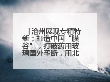 沧州展现专精特新：打造中国“膜谷”，打破药用玻璃国外垄断，用北斗服务城乡海洋