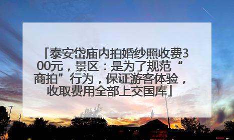 泰安岱庙内拍婚纱照收费300元，景区：是为了规范“商拍”行为，保证游客体验，收取费用全部上交国库