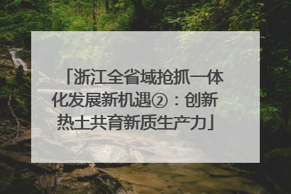 浙江全省域抢抓一体化发展新机遇②：创新热土共育新质生产力