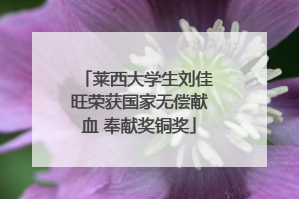 莱西大学生刘佳旺荣获国家无偿献血 奉献奖铜奖
