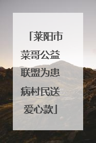 莱阳市菜哥公益联盟为患病村民送爱心款