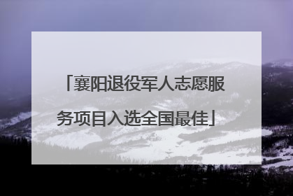 襄阳退役军人志愿服务项目入选全国最佳