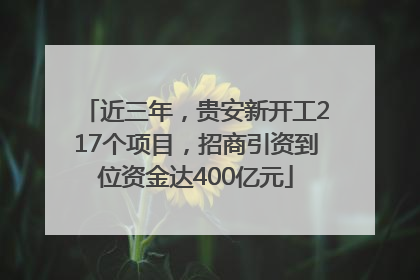 近三年，贵安新开工217个项目，招商引资到位资金达400亿元