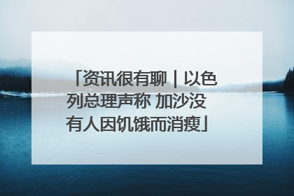 资讯很有聊｜以色列总理声称 加沙没有人因饥饿而消瘦