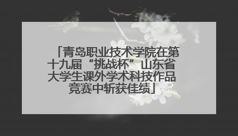 青岛职业技术学院在第十九届“挑战杯”山东省大学生课外学术科技作品竞赛中斩获佳绩