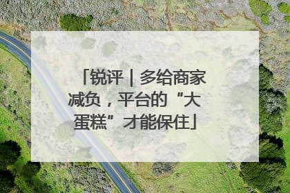 锐评｜多给商家减负，平台的“大蛋糕”才能保住