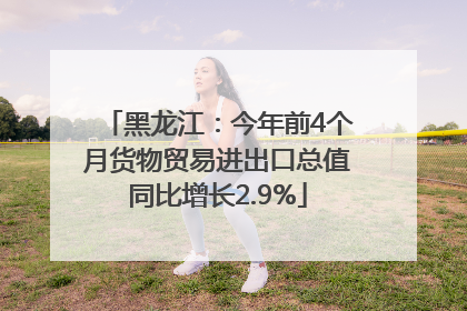 黑龙江：今年前4个月货物贸易进出口总值同比增长2.9%