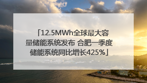 12.5MWh全球最大容量储能系统发布 合肥一季度储能系统同比增长425%