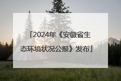 2024年《安徽省生态环境状况公报》发布