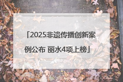 2025非遗传播创新案例公布 丽水4项上榜
