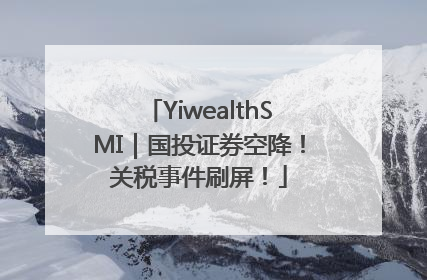 YiwealthSMI｜国投证券空降！关税事件刷屏！